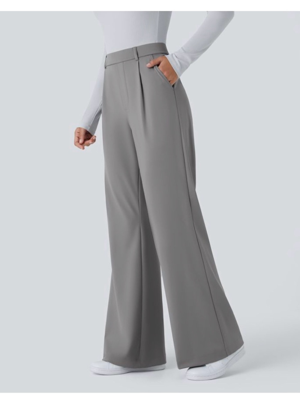 Halara Flex™ DayStretch High Waisted Pocket Straight Leg Work Pants XL Grey
